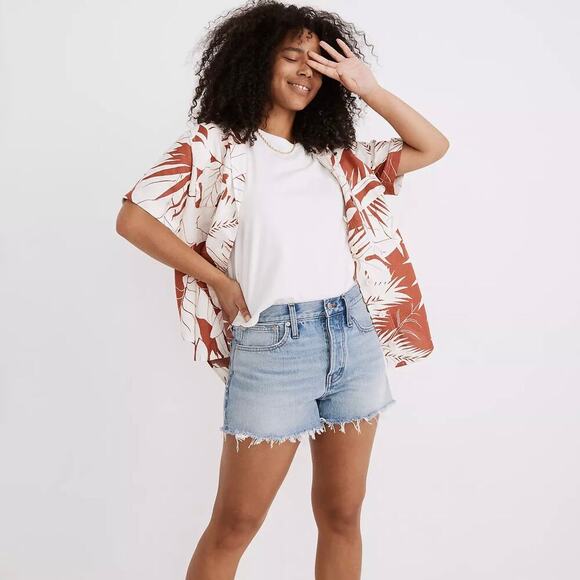 MADEWELL Women's Relaxed Denim Jean Shorts Rosemount Wash Destroyed Hem Size 26 - Picture 2 of 12